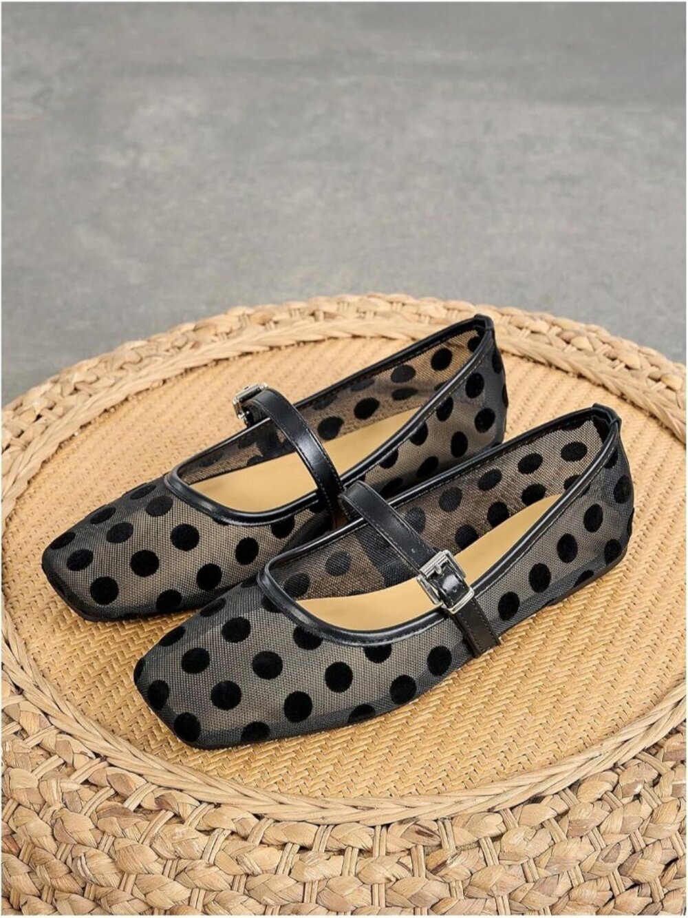 Women's Black Ink Comfortable Dressy Square Closed Toe Casual Ballet Flats Shoes - Picture 2 of 5